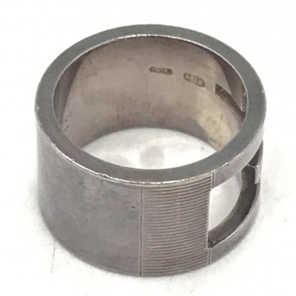 ⭐️Sz6 Gucci Full Inclusion Silver Cutout G Logo Band - Picture 5 of 11